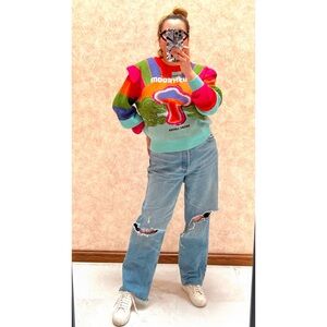 Farm Rio Amazon Embroidered Mushroom Sweater